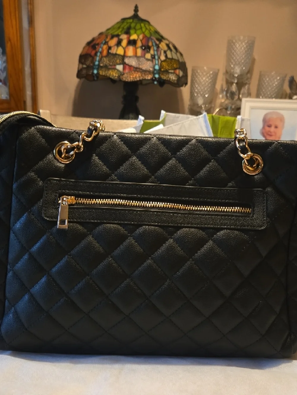 Ello Black Quilted Chain-Handle Tote Bag - Picture 10 of 10